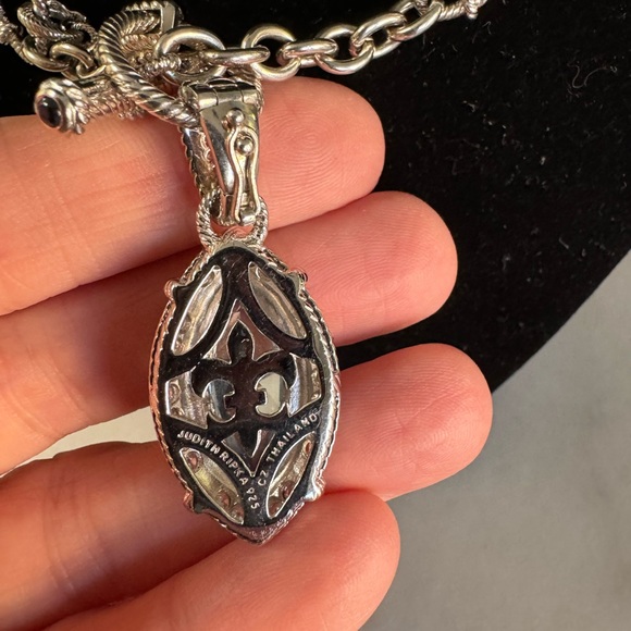 Judith Ripka SS and blue quartz 18 inch necklace . - Picture 9 of 15